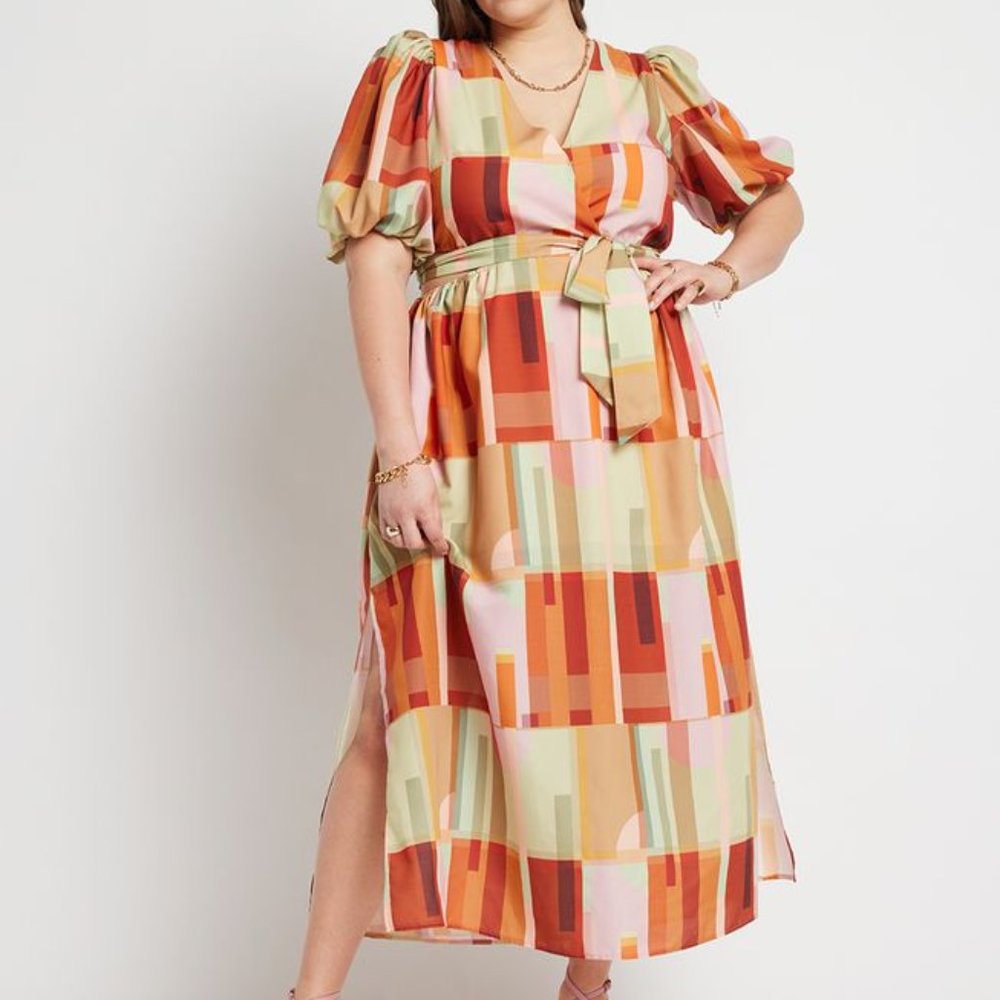 ELOQUII Cutout Waist Maxi Dress Multicolor Size 14 NWT - Picture 3 of 8